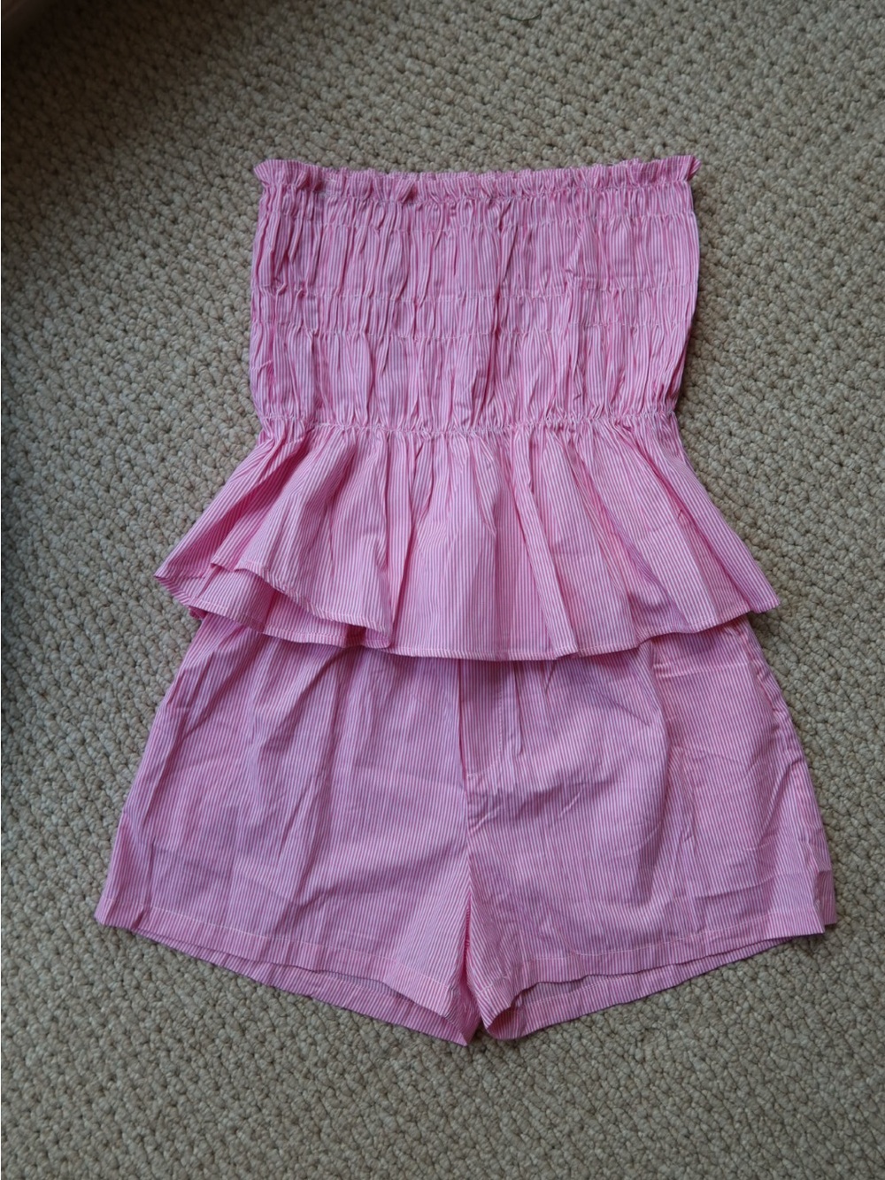Amazon Pink Strapless Ruffle Matching Set